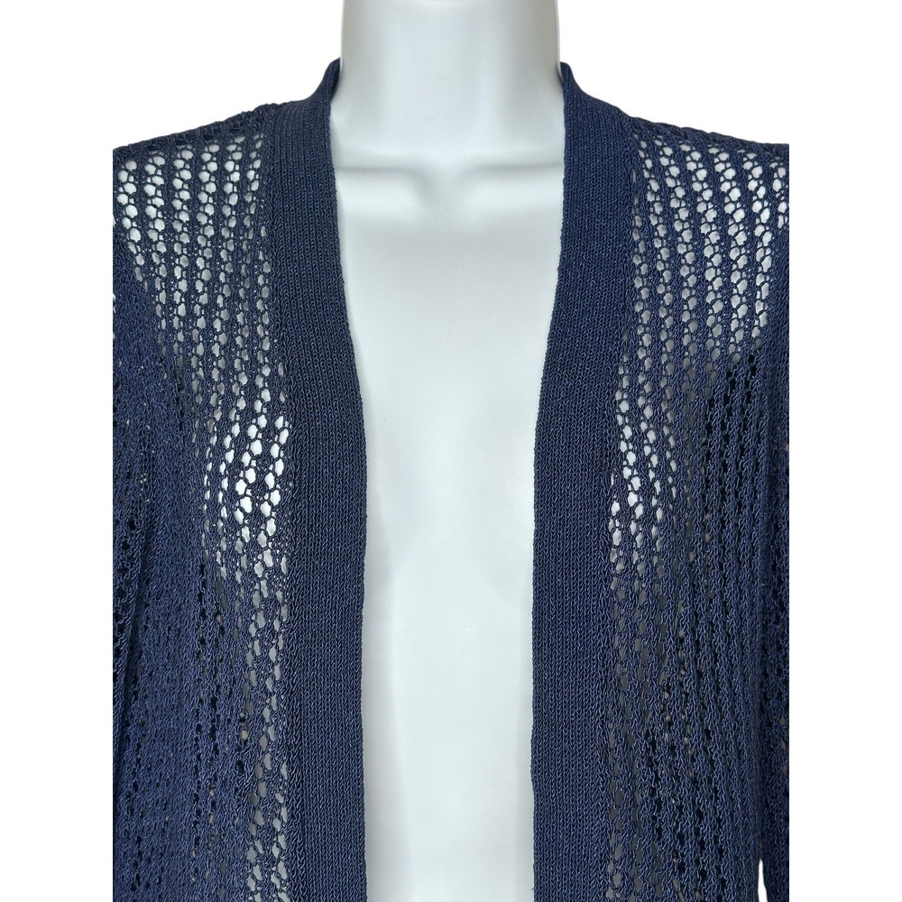 J McLaughlin Crochet Knit Open Front Cardigan Women's XS X-SMALL Navy L/S - Picture 5 of 8